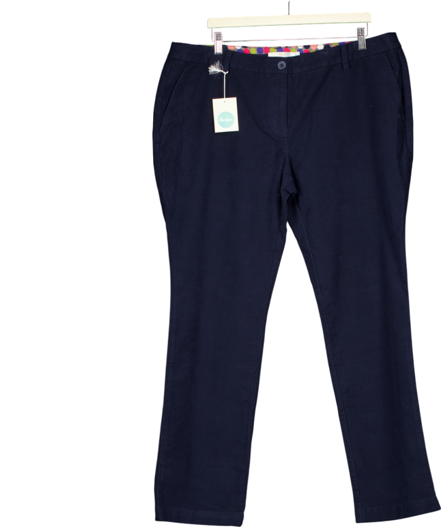 Boden Blue Cotton Straight Leg Trousers UK 20