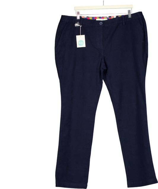 Boden Blue Cotton Straight Leg Trousers UK 20