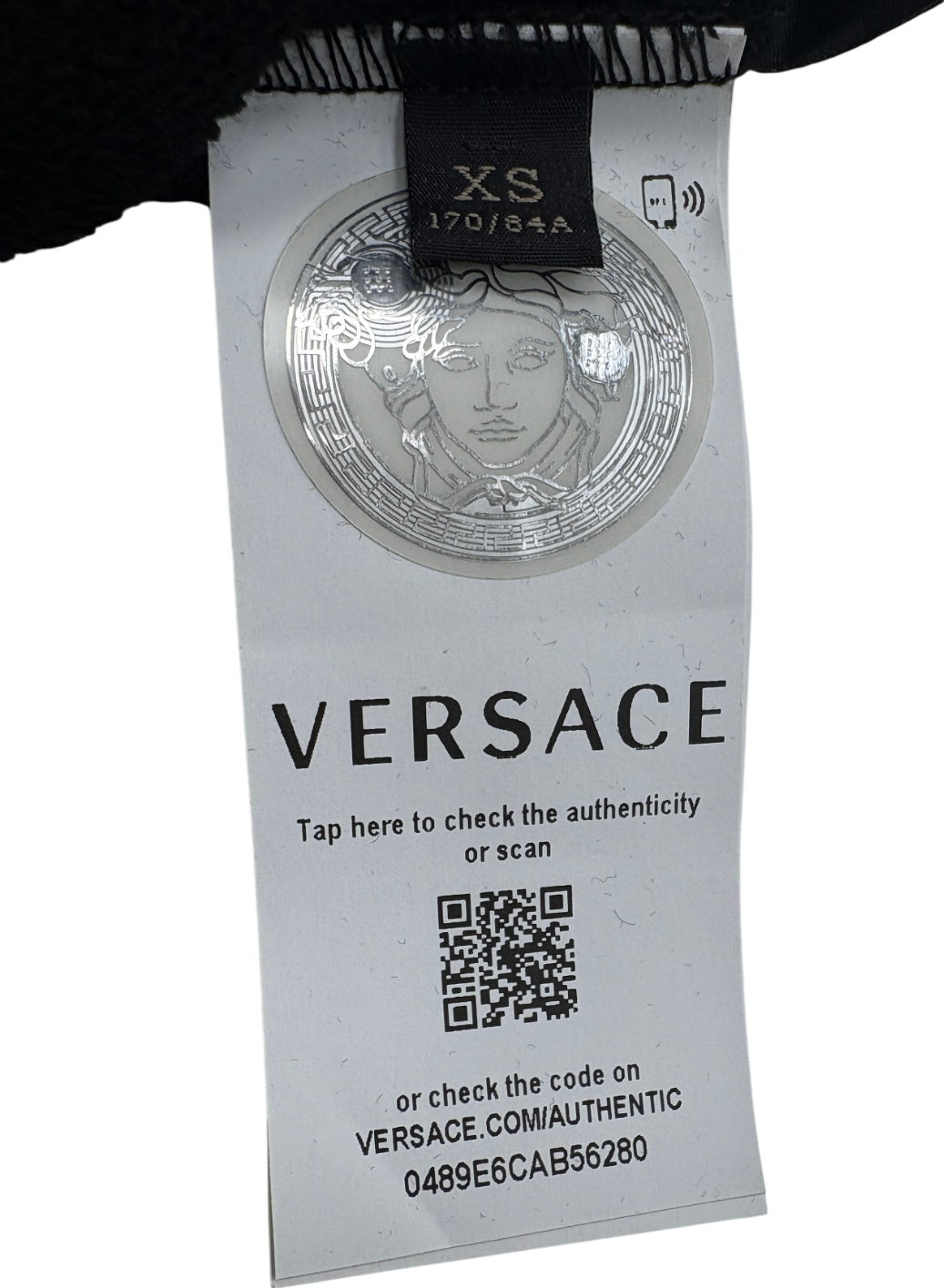 Versace Black Embellished Crystal Logo Sweater UK XS