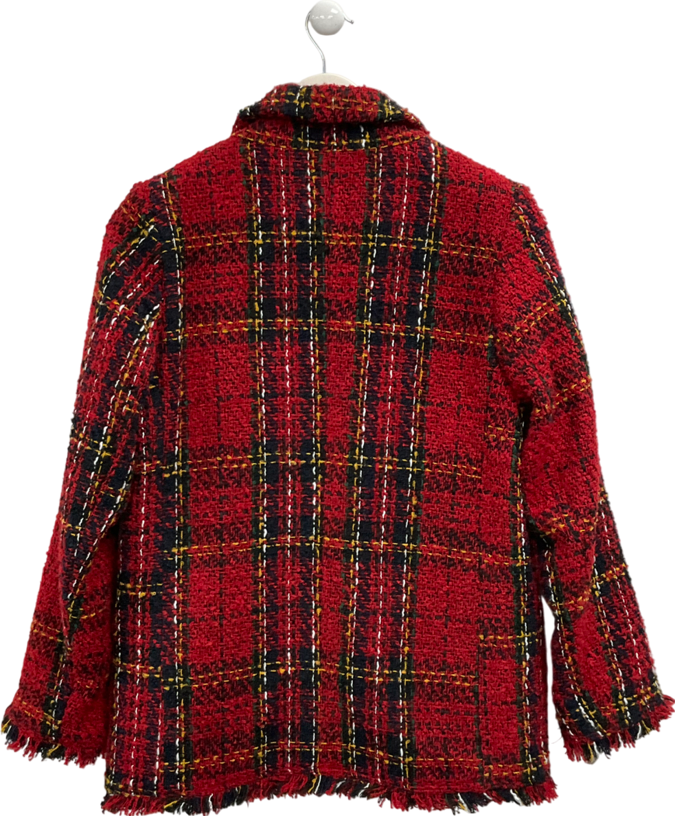 River Island Red Tartan Boucle Blazer UK 6