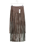 L'agence Karolina Vegan Leather Fringe Skirt In Brown Coffeee Bean UK 4