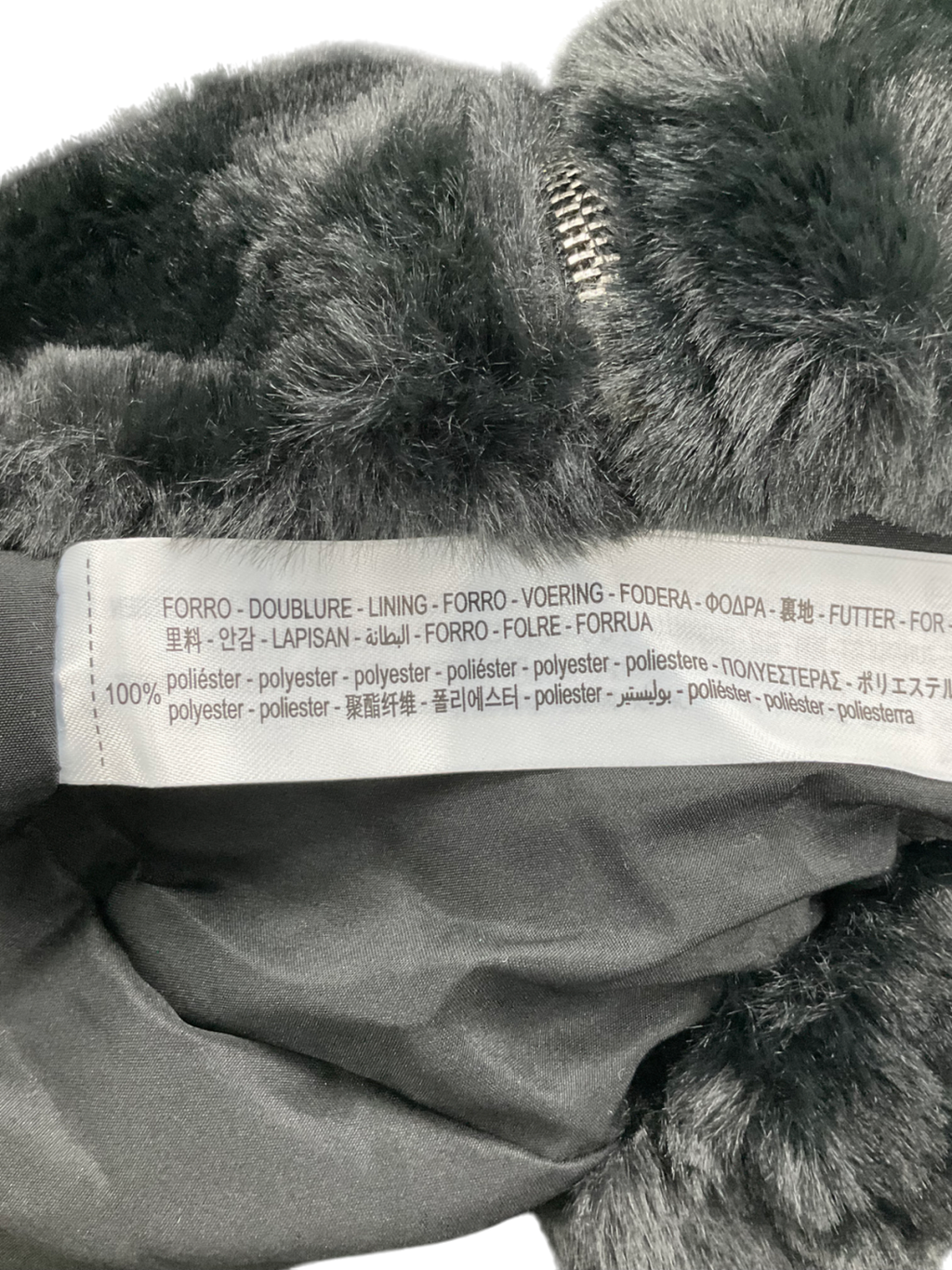 Bershka Black Faux Fur Hooded Jacket UK L