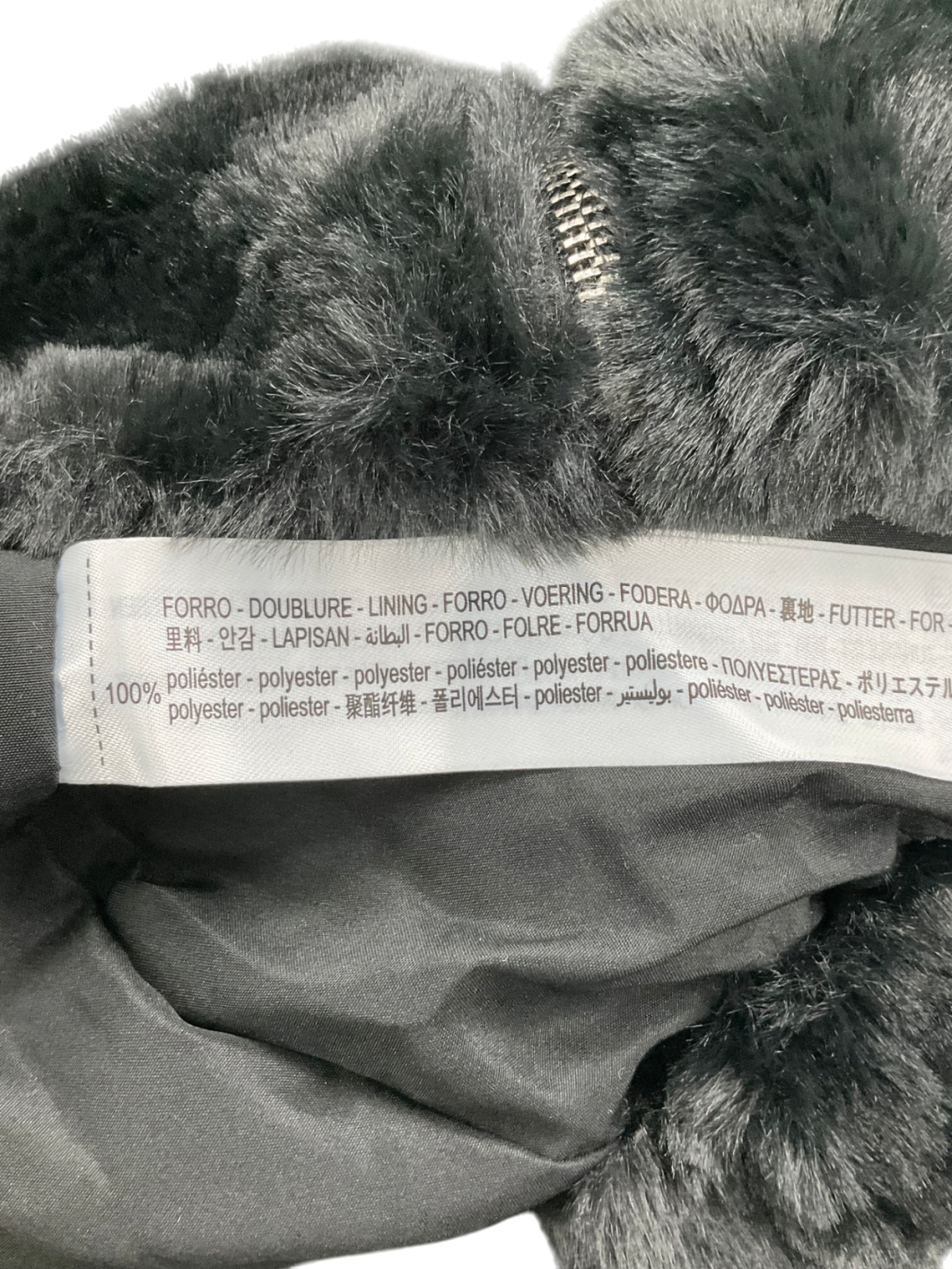 Bershka Black Faux Fur Hooded Jacket UK L