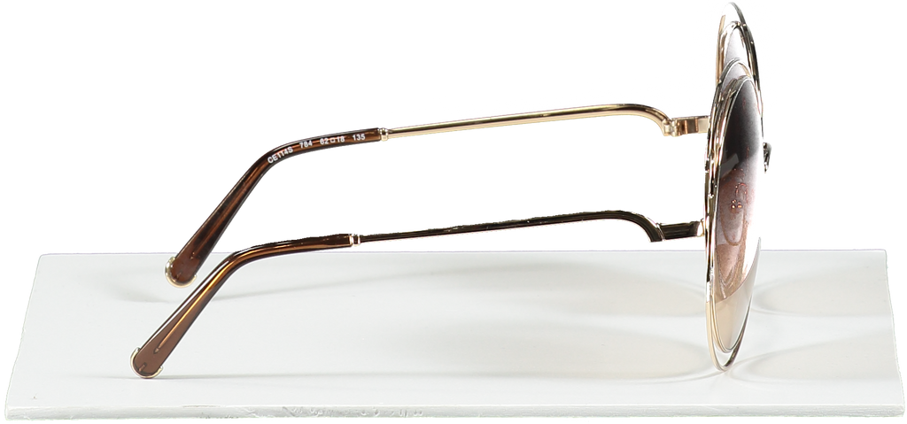 Chloé Metallic Gold Carlina Oversized Round Sunglasses