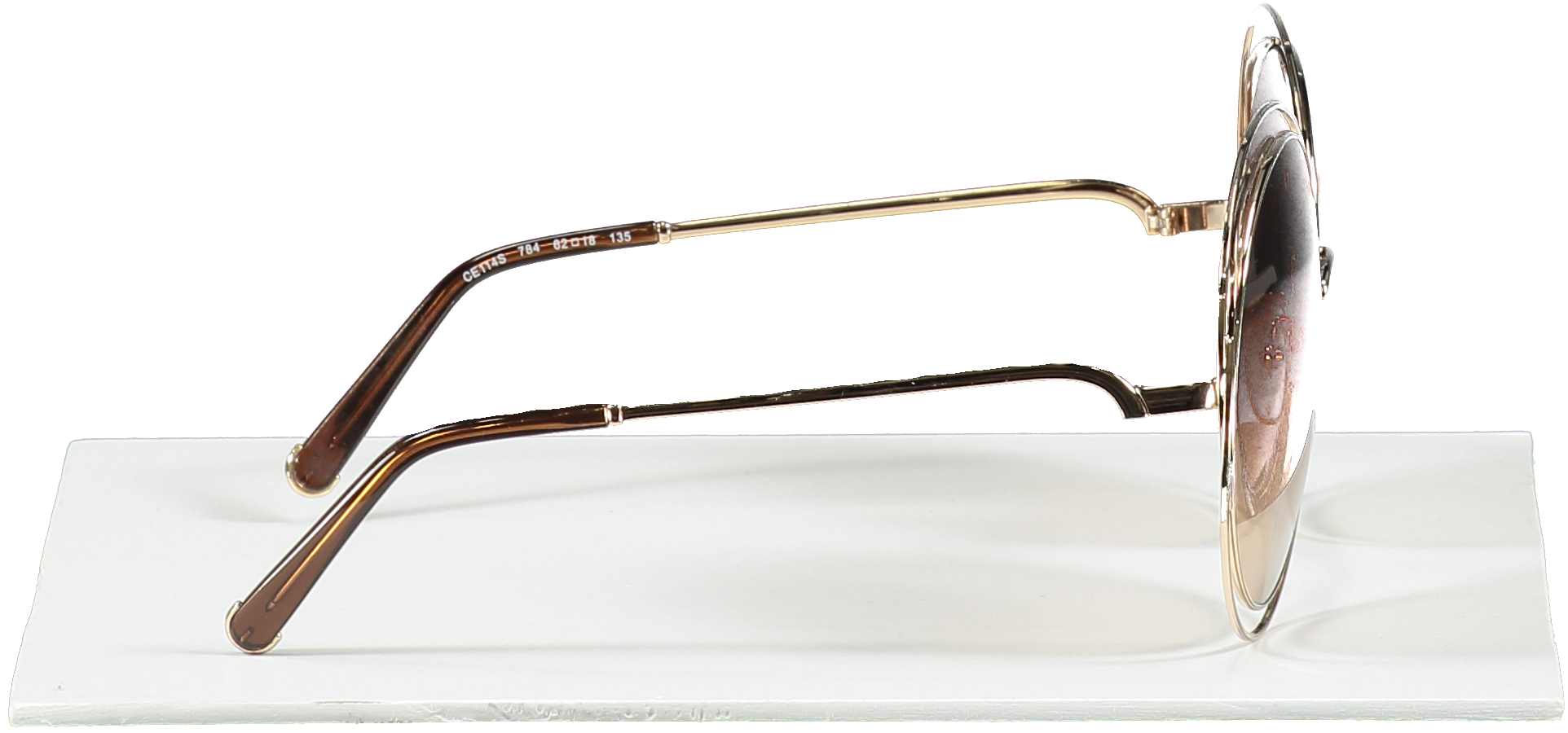 Chloé Metallic Gold Carlina Oversized Round Sunglasses