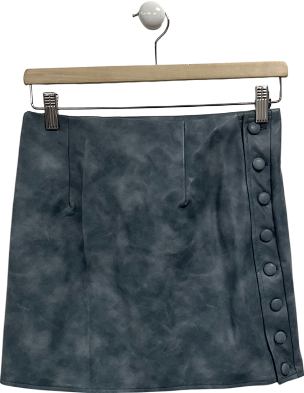 PrettyLittleThing Grey Washed Faux Leather Mini Skirt UK 8
