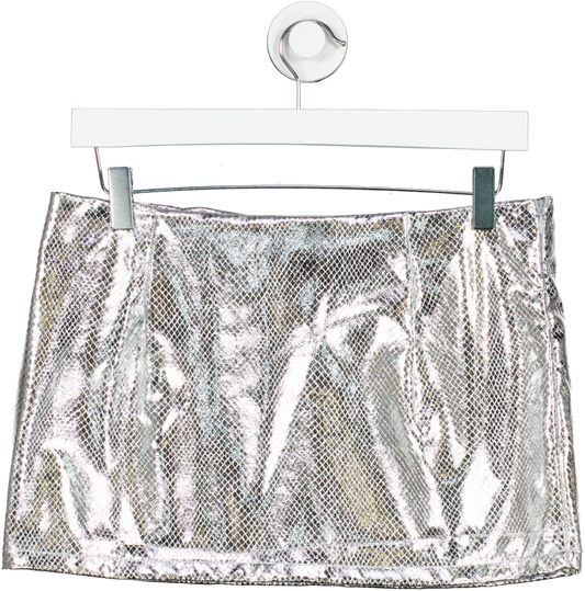 PrettyLittleThing Metallic Textured Faux Leather Low Rise Micro Mini Skirt UK 8