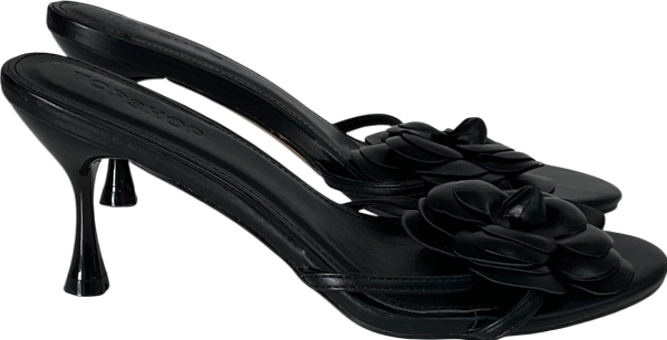 Topshop Inga Heeled Mule With Flower Detail In Black UK 6 EU 39 👠