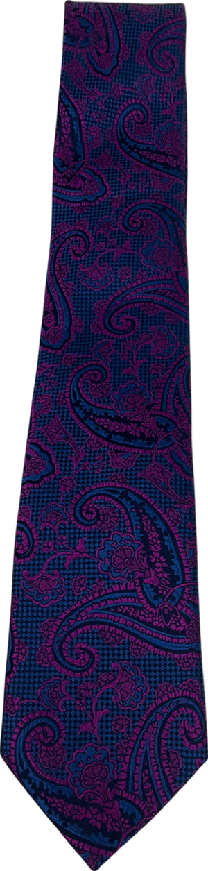 Ted Baker Endurance Pure Silk Purple & Blue Paisley Embroidered Tie