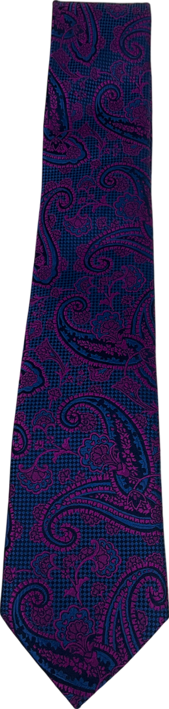 Ted Baker Endurance Pure Silk Purple & Blue Paisley Embroidered Tie
