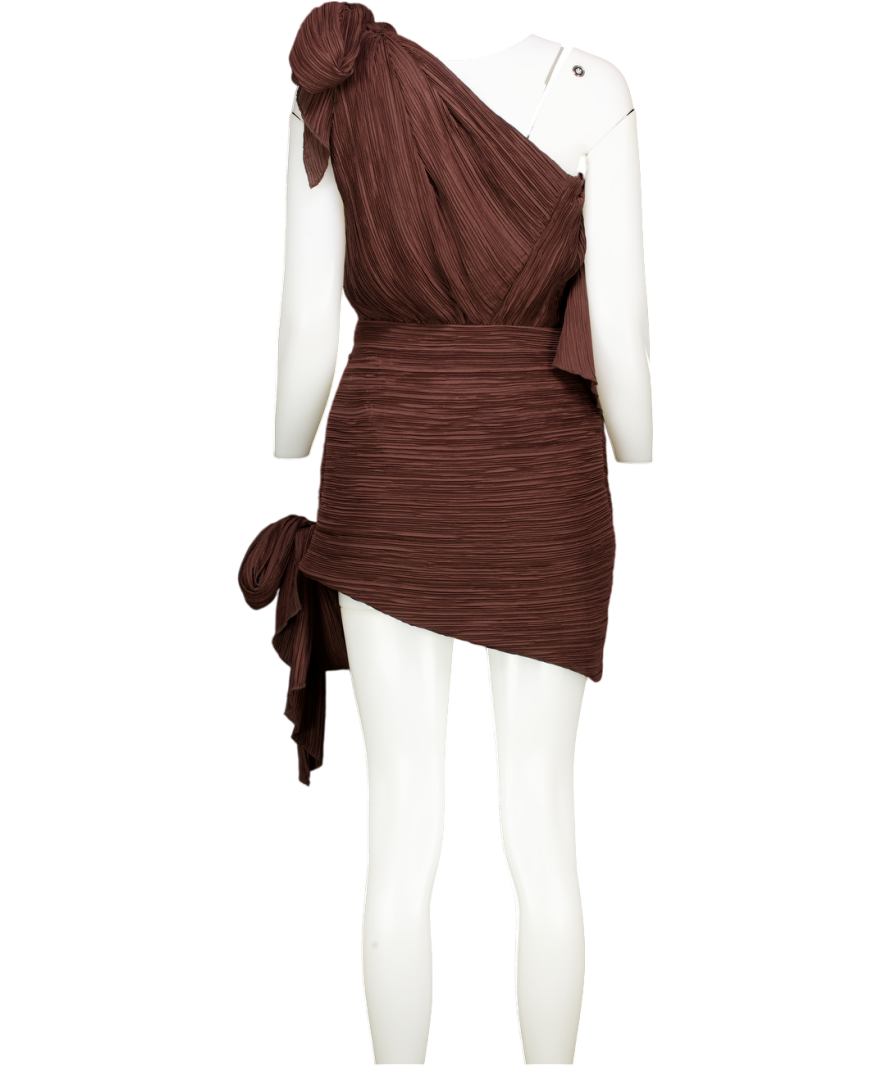 Cult Gaia Brown Plisse Wonder Dress UK 8