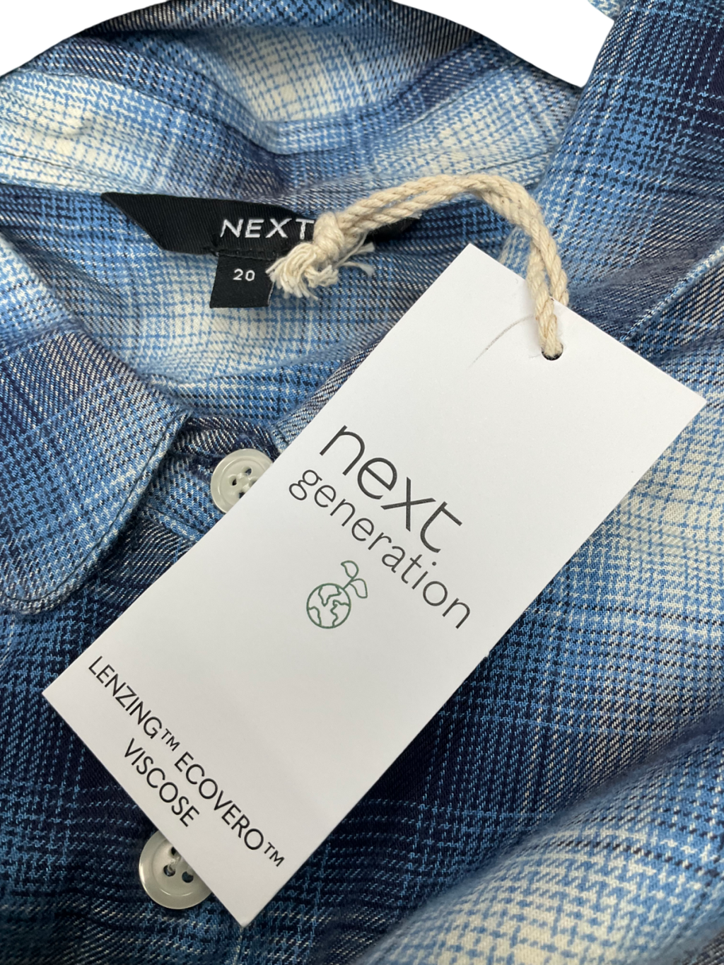 Next Blue Checked Shirt UK 20