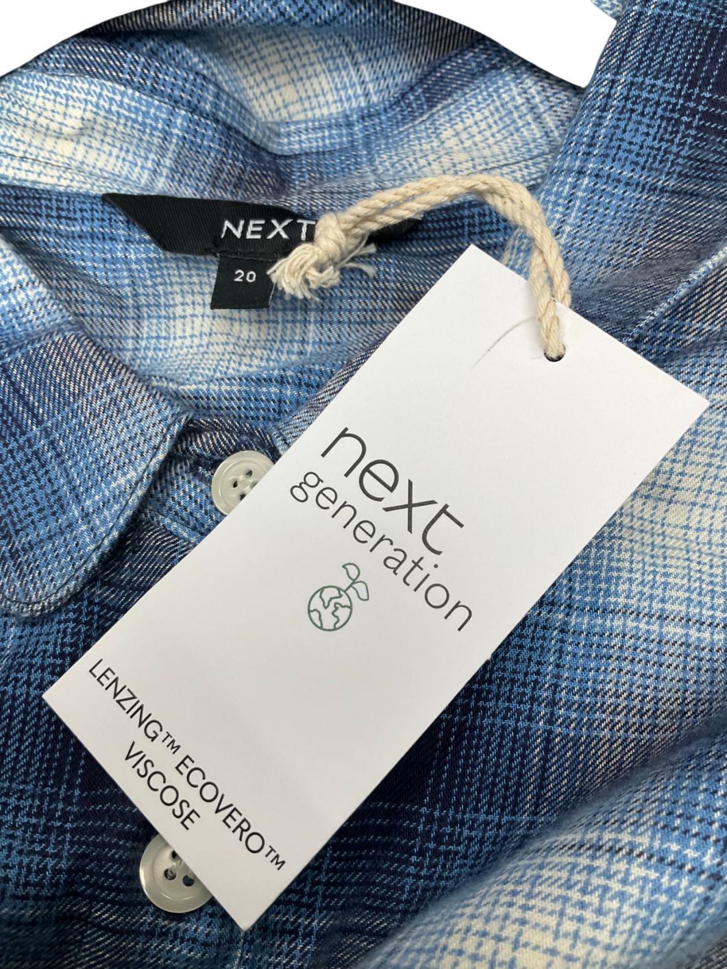 Next Blue Checked Shirt UK 20