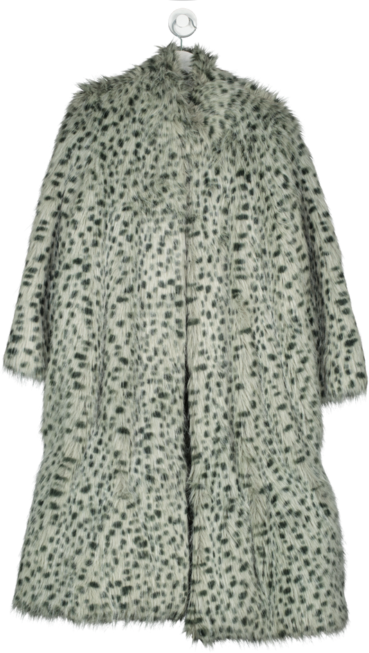 Too Cool For Fur Grey Longline Animal Print Coat UK S/M