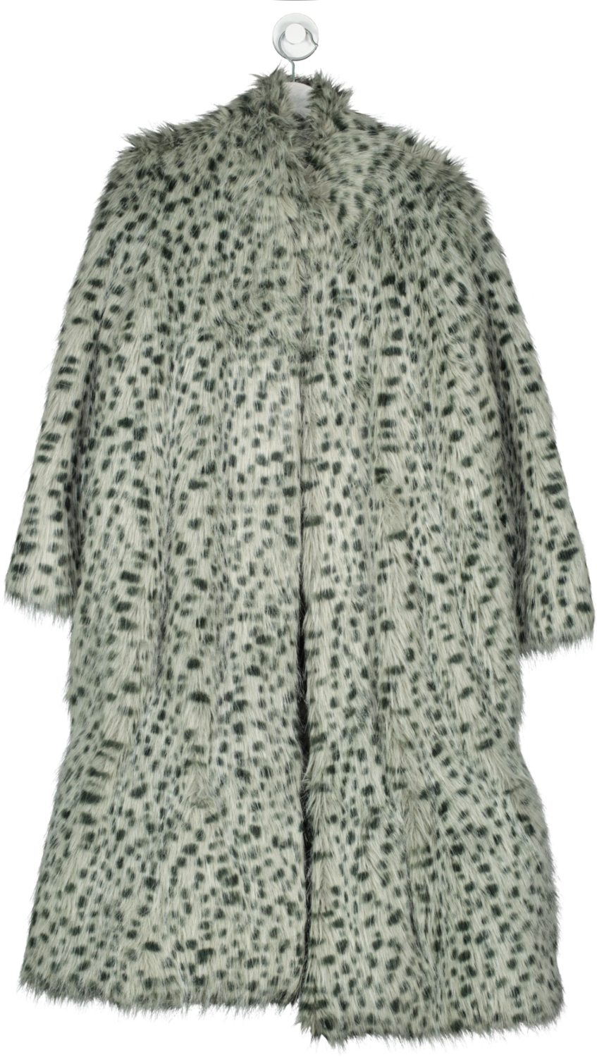 Too Cool For Fur Grey Longline Animal Print Coat UK S/M