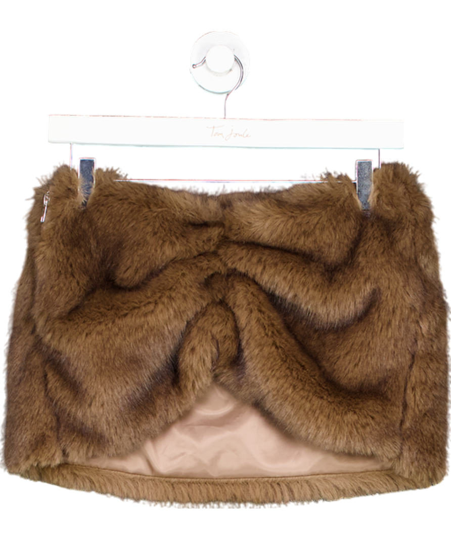 Bodysourced Brown Fur Mini Skirt UK S/M