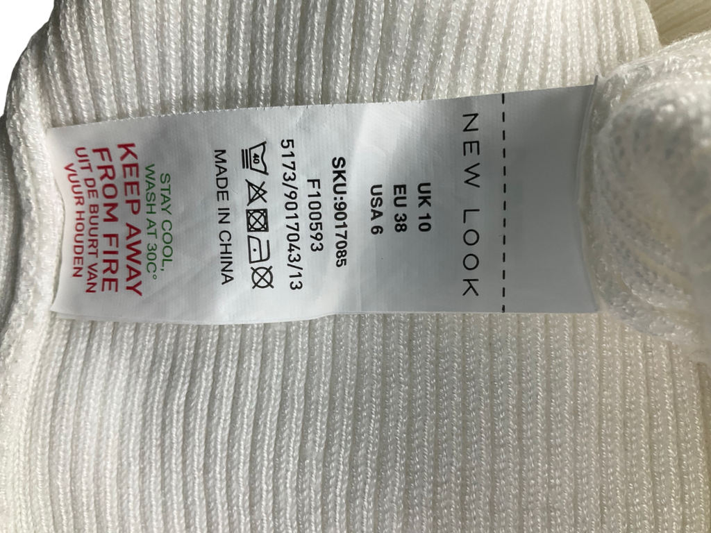 New Look White Off The Shoulder Ribbed Jumper UK 10