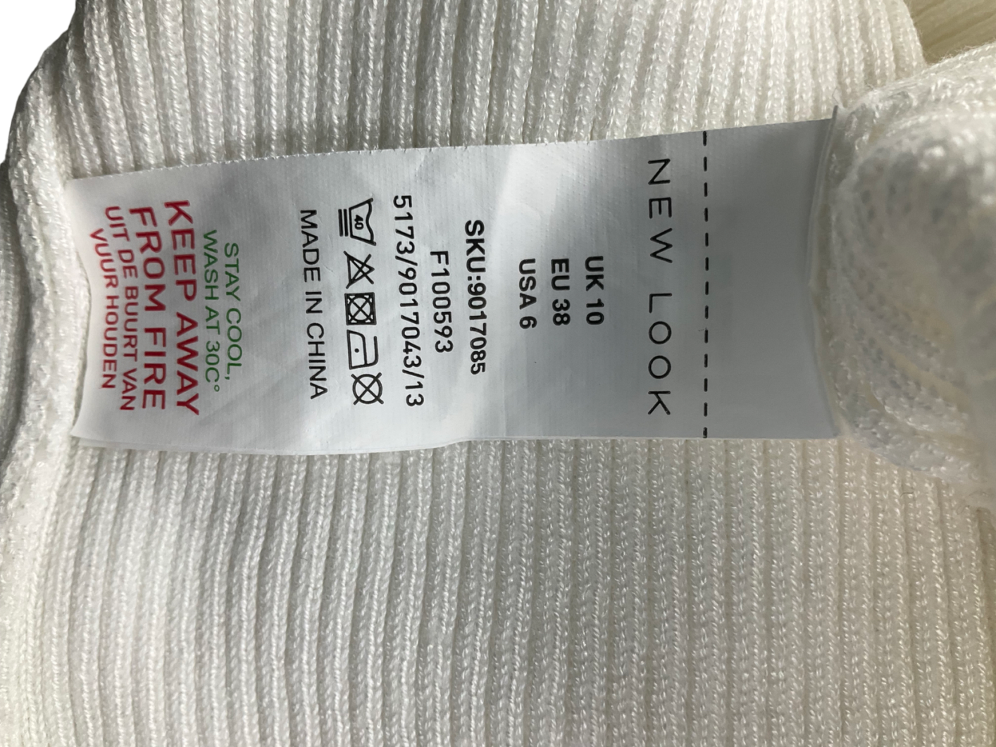 New Look White Off The Shoulder Ribbed Jumper UK 10