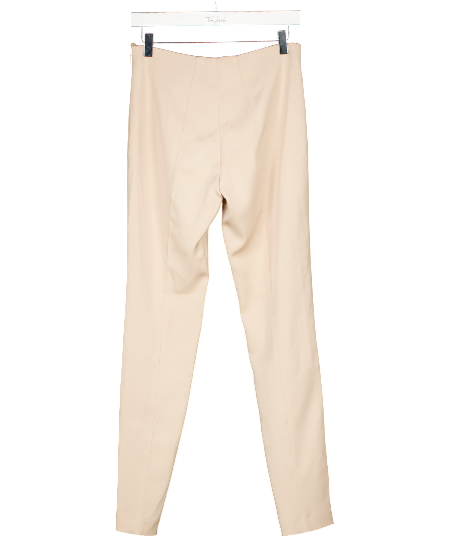 A-K-R-I-S- Cream Slim Silk Stretch Crêpe Pants Fr36 UK 8