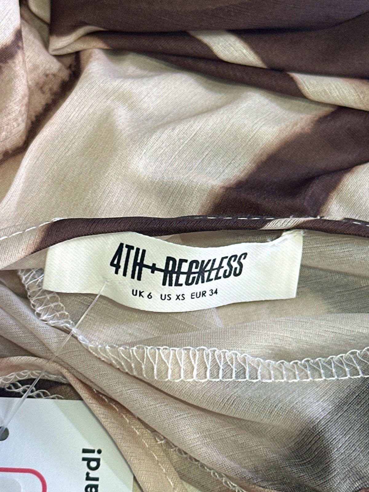 4th + Reckless Brown/Beige Striped Slip Dress UK 6