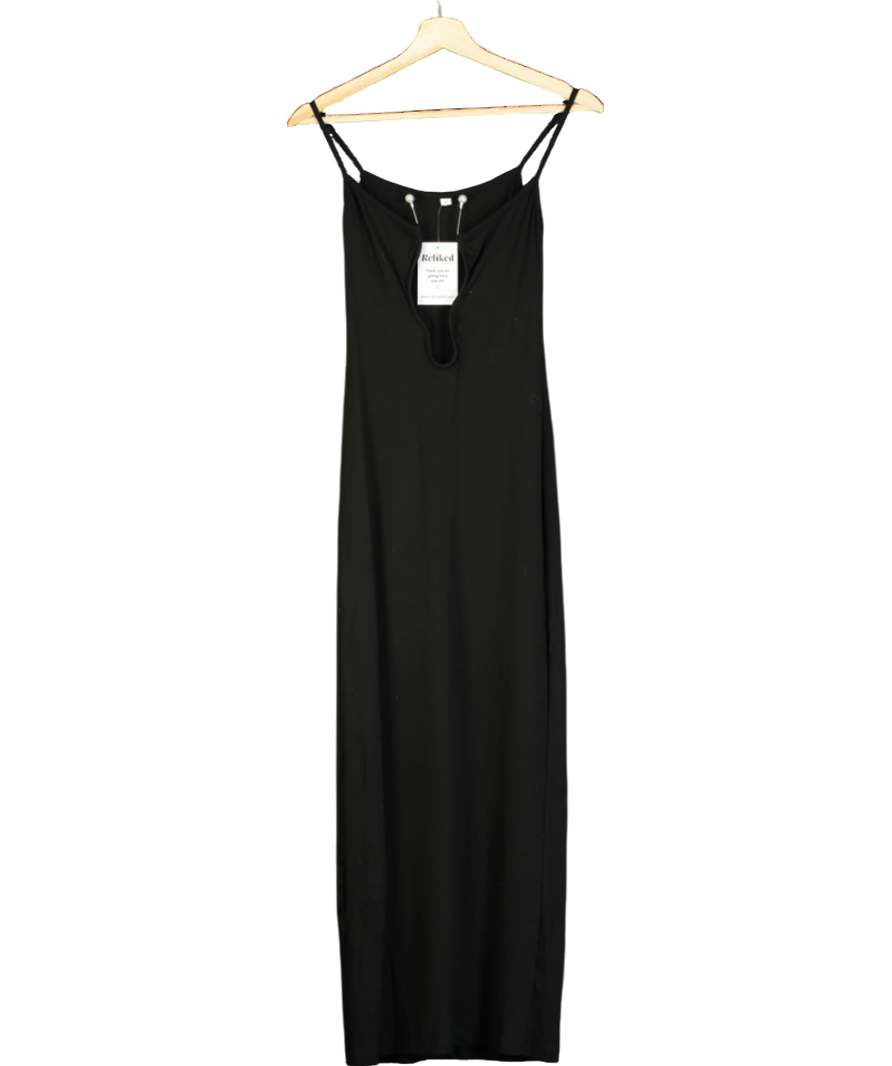 Black Abstract Neck Sleeveless Maxi Dress UK S