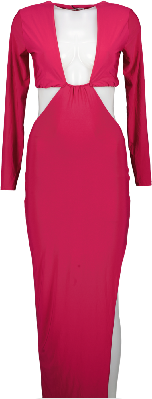Club L Pink Transition Cut Out Detail Asymmetric Hem Maxi Dress UK 10