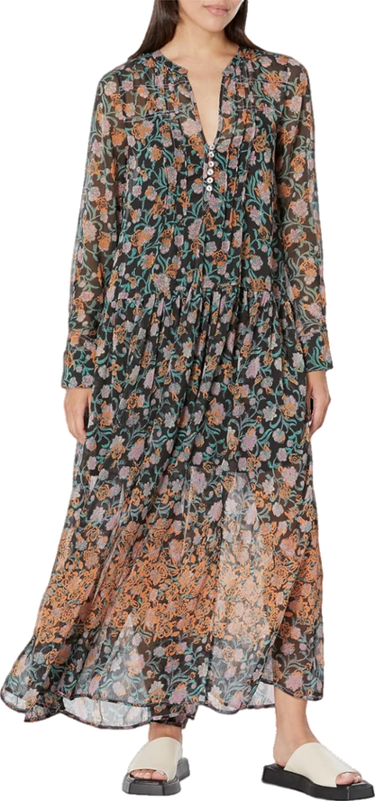 Free People Black See It Through Lined Floral Dress UK XS