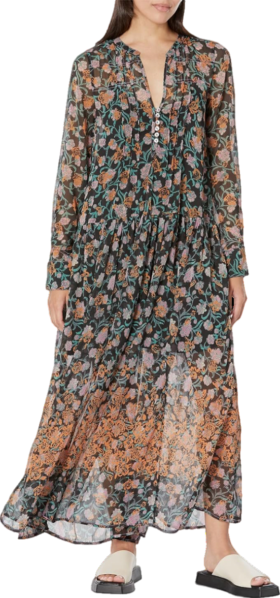 Free People Black See It Through Lined Floral Dress UK XS