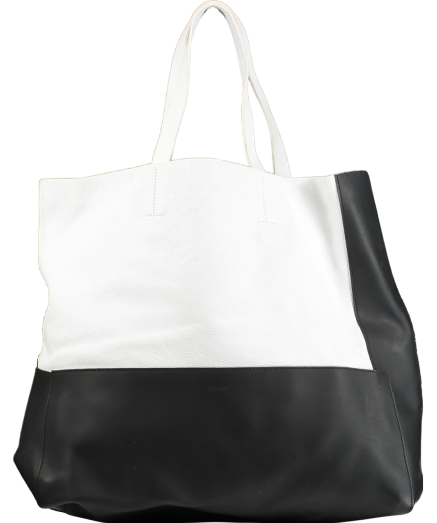 Joseph White / Black Large Leather tote Bag