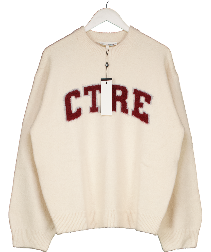 The Couture Club Cream CTRE Logo Knitted Sweatshirt UK M