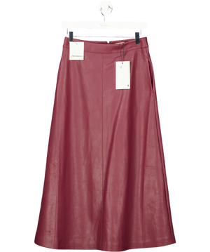 Phase Eight Dark Red Antoinette Pu Midi Skirt UK 8