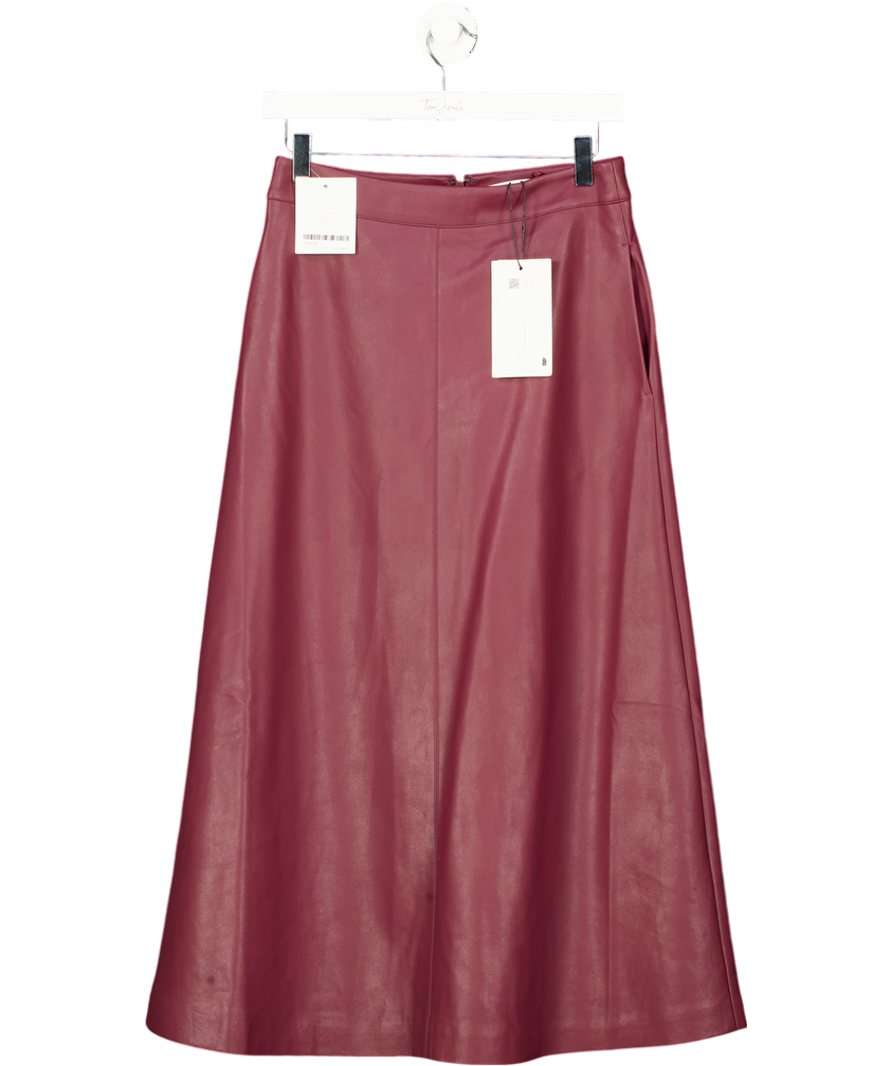 Phase Eight Dark Red Antoinette Pu Midi Skirt UK 8