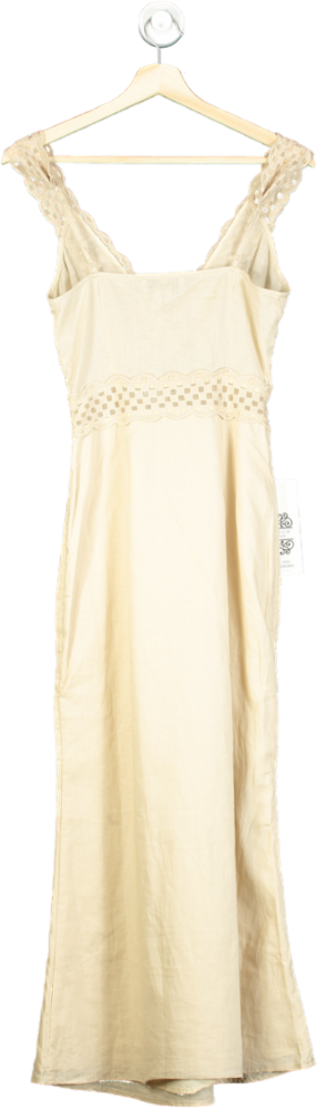 Never Fully Dressed Cream Stone Linen Mimi Dress UK 6
