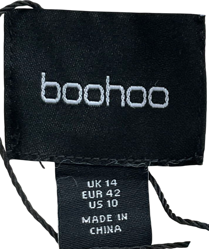 boohoo Cream Oversized Faux Fur Detail Coat UK 14