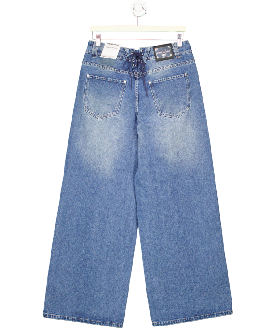 HOUSE OF SUNNY Blue Low Rise Wide Leg Denim Jeans UK 8