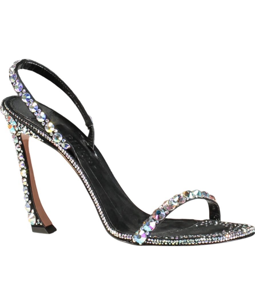 PIFERI Black Ginevra 100 Crystal Sandals UK 9 EU 42 👠