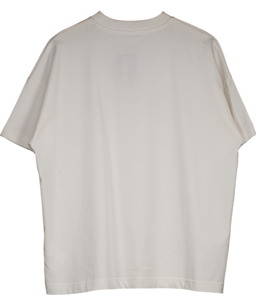 wanderdoll Cream Oversized Logo Print T-shirt UK XS