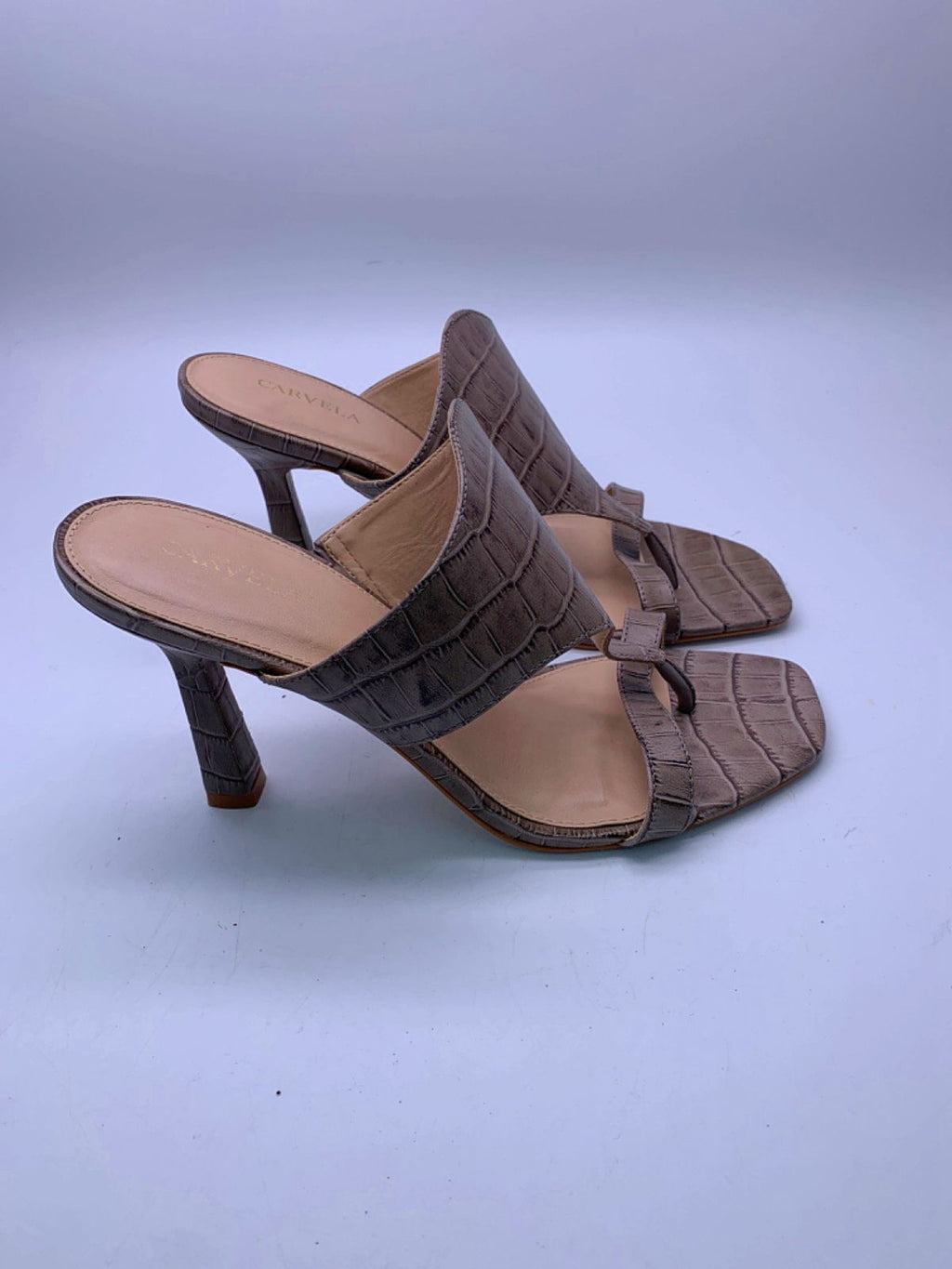 Carvela Grey Croc-Embossed High Heel Sandals EU 40.5