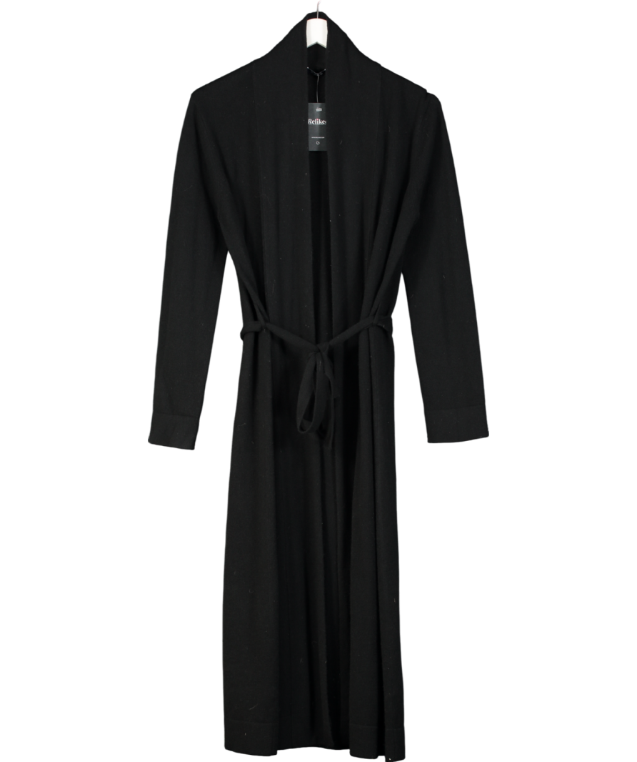 Fig Leaves Black Cashmere Long Cardigan Robe UK S
