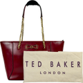 Ted Baker Red Leather Geometric Detail Shopper Tote One Size