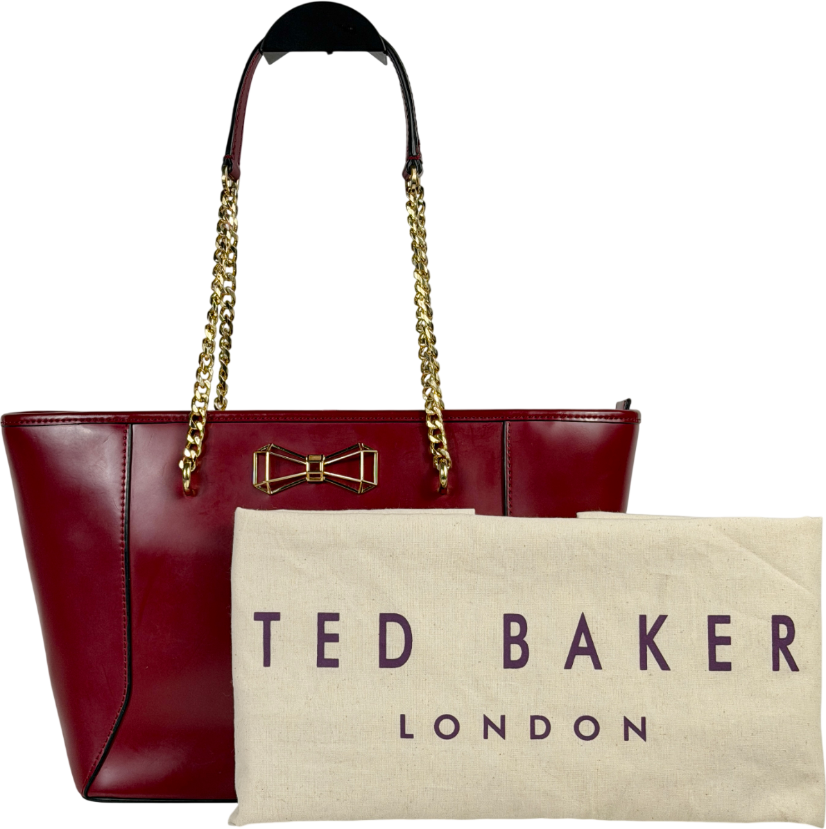 Ted Baker Red Leather Geometric Detail Shopper Tote One Size