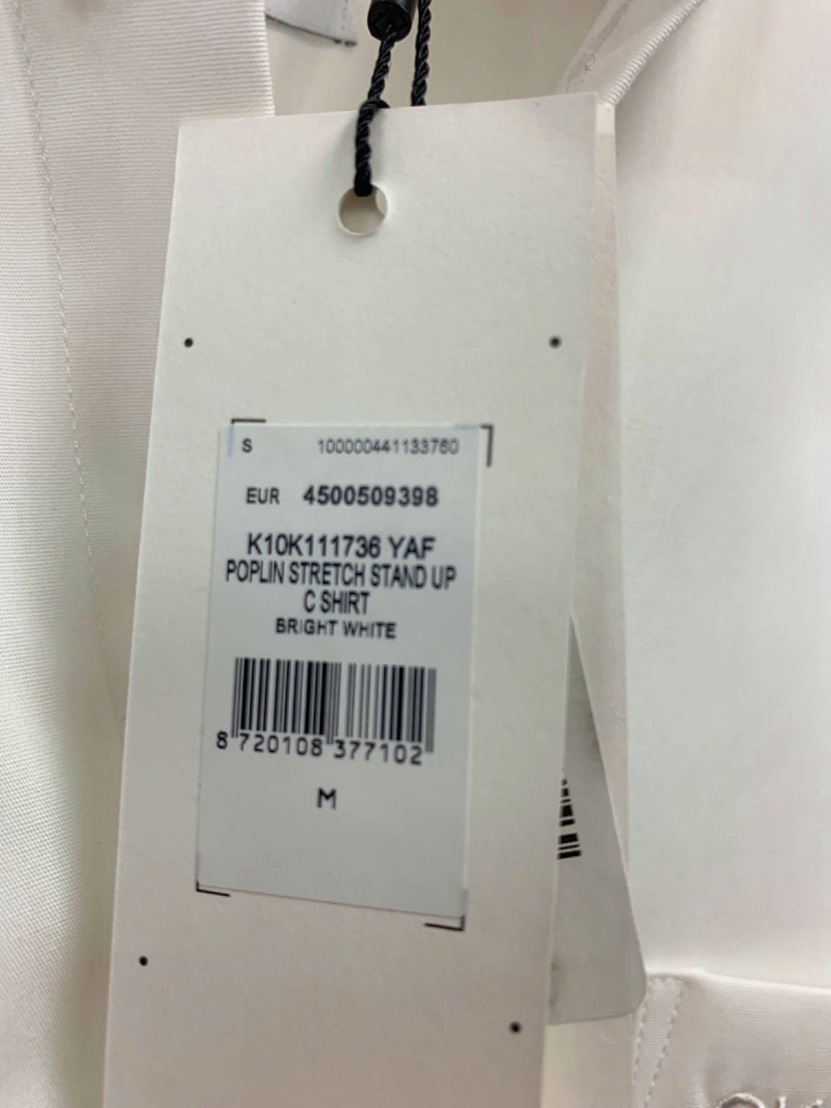 Calvin Klein White Poplin Stretch Stand Up Shirt M