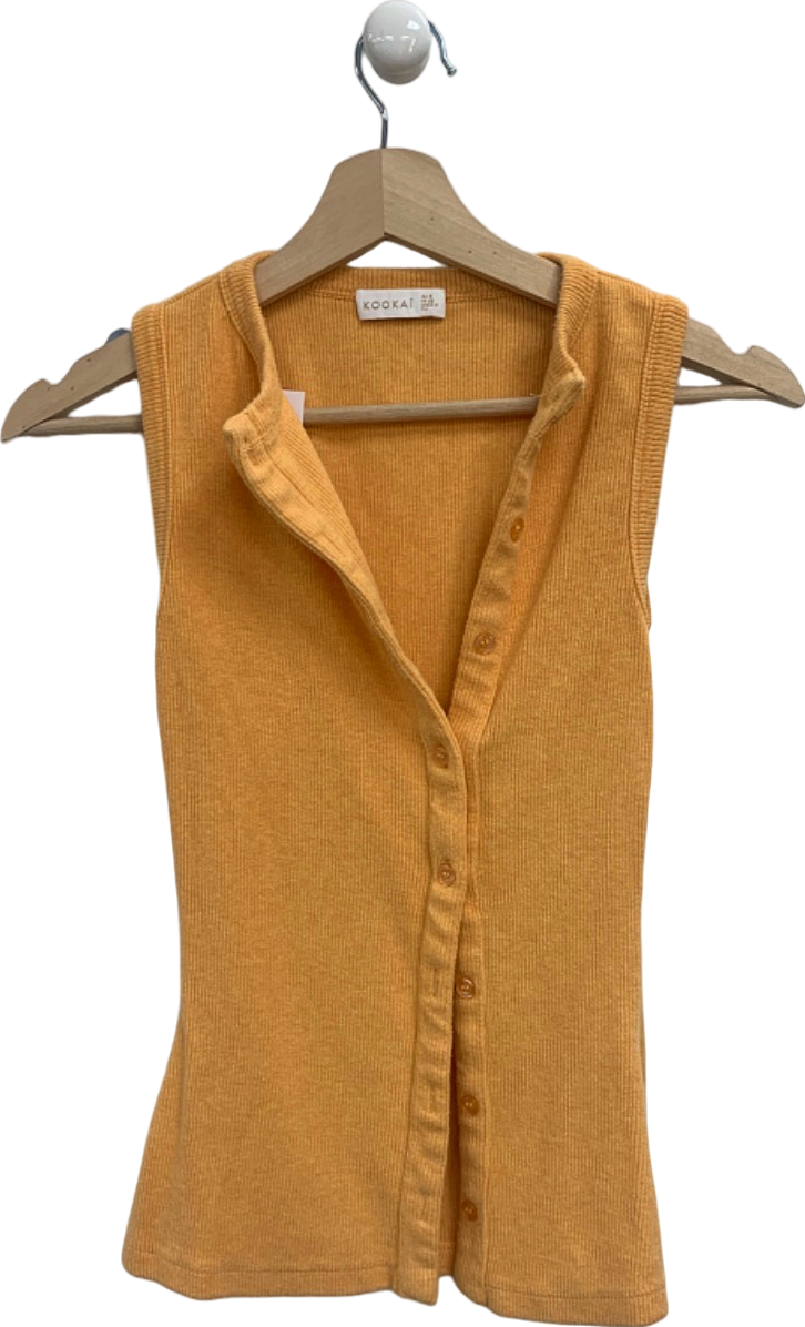 Kookai Orange Sleeveless Ribbed Button Cardigan UK 8