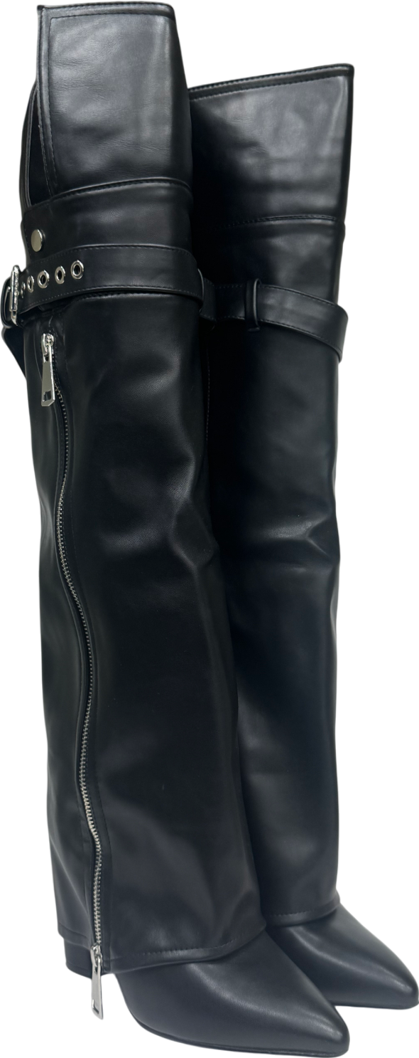 Ego Black Loraine Knee High Boots UK 6 EU 39 👠