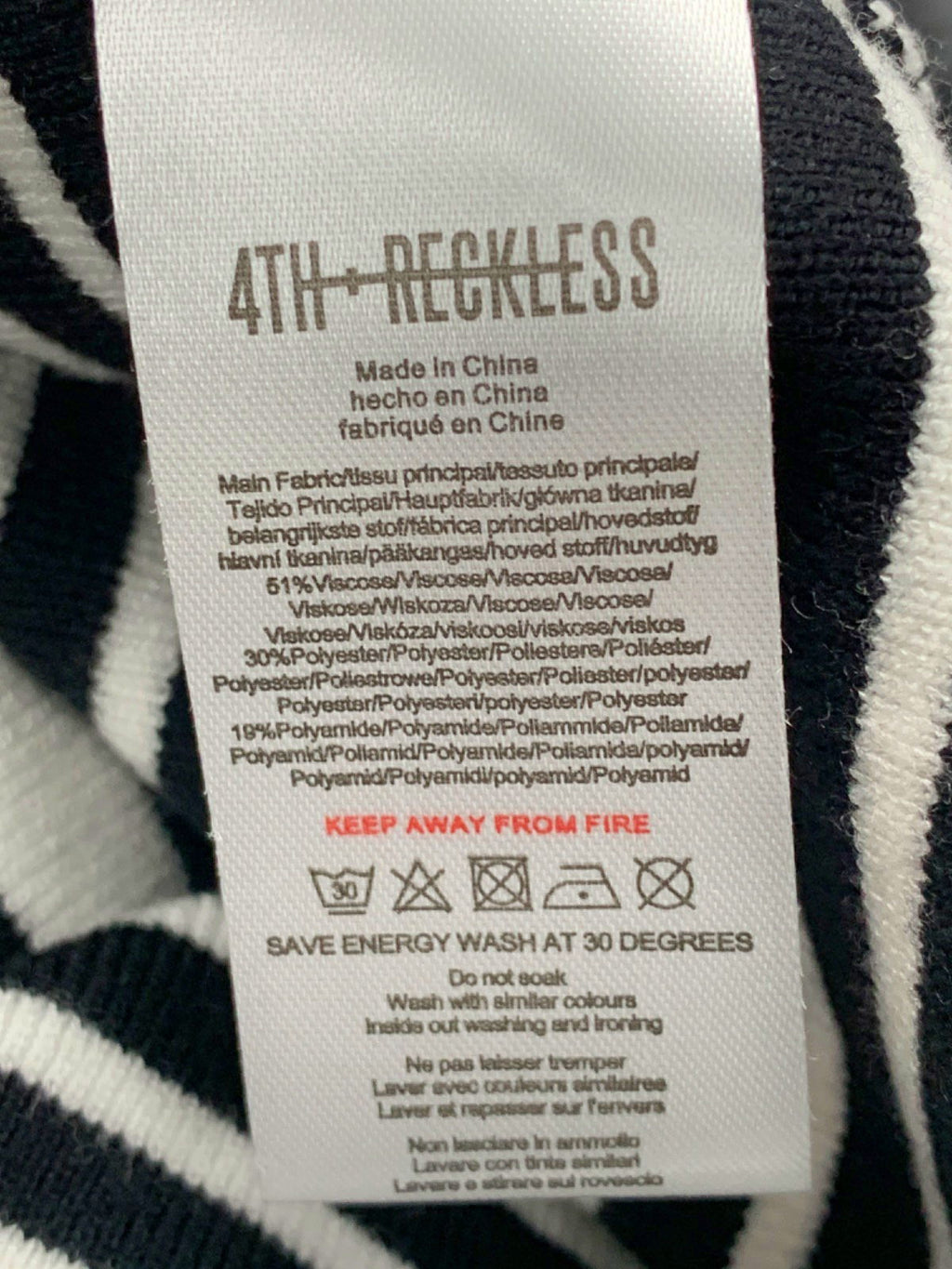 4th & Reckless Black and White Striped Knitted Tank Top UK 6