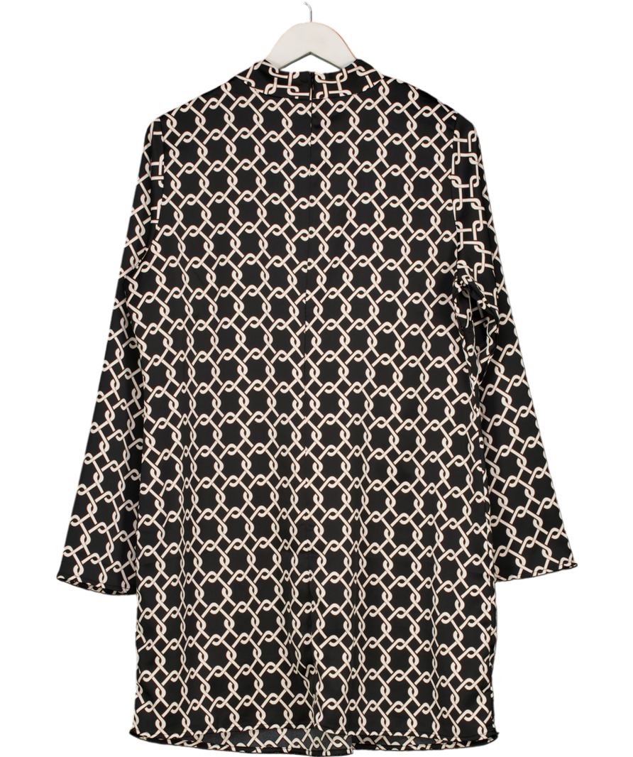 MANGO Black Chain Print Long Sleeve Dress UK 14