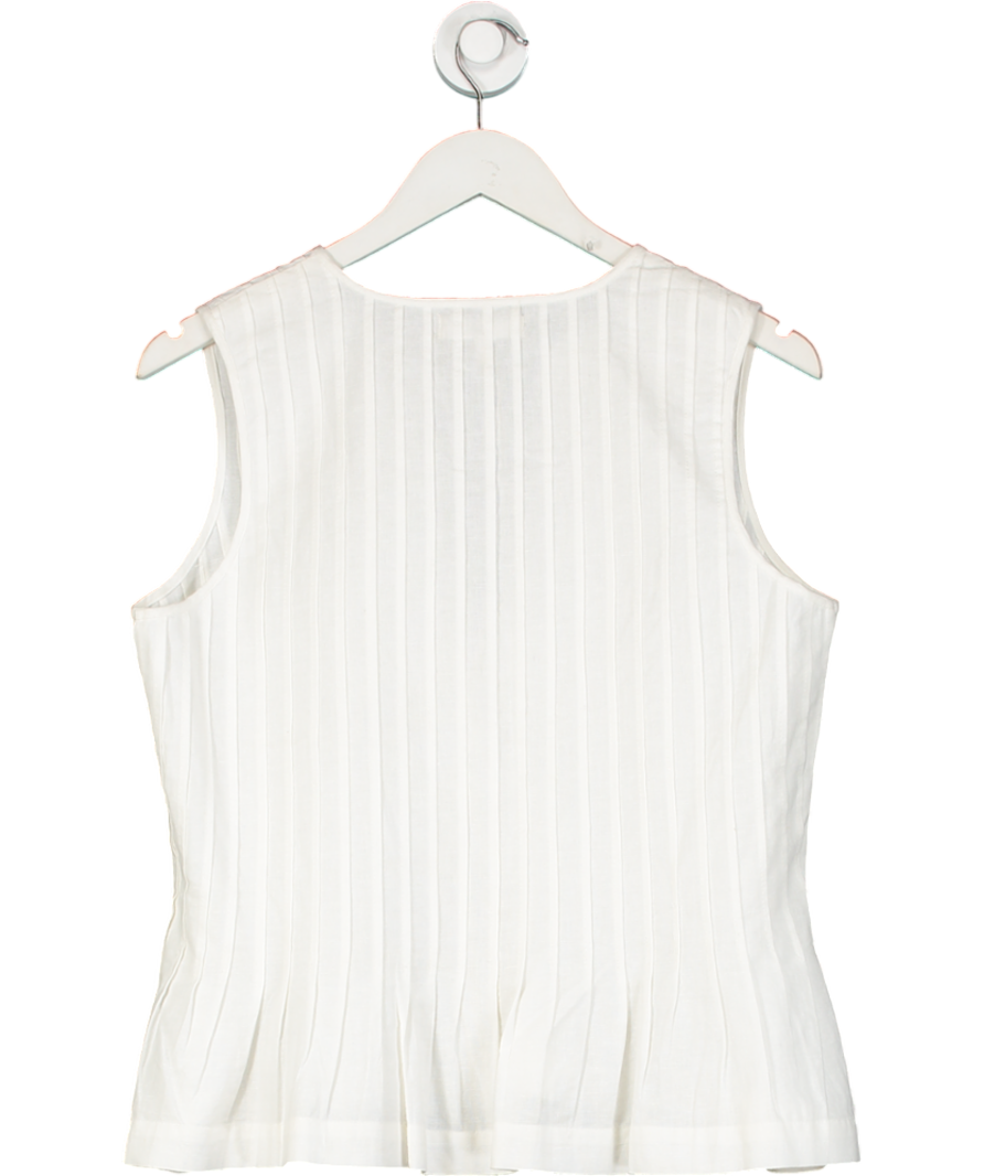 NA-KD Cream Linen Blend Pleated Top UK 8