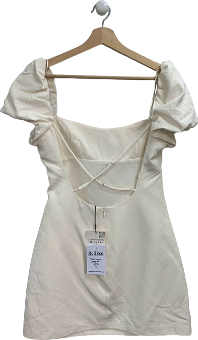 Zara White Puff Sleeve Mini Dress M