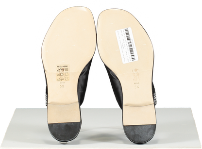 GINA Maya Black Satin Embellished Flat Thong Sandals UK 5 EU 38 👠