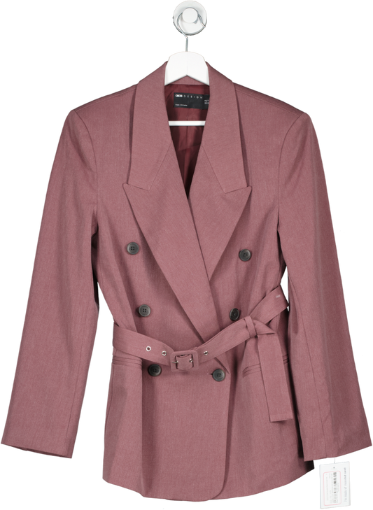 ASOS Belted Double Breasted Blazer Dusty Pink UK 18